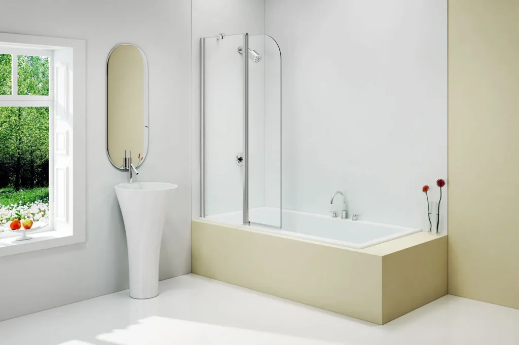 Merlyn 2 Panel Curved Hinged Chrome Bath Screen 900 x 1500