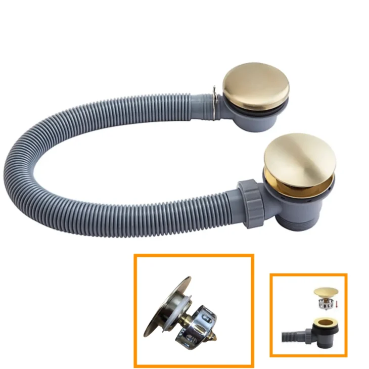 Brushed Brass Bath & Shower Set With Shower Screen & Waste - Image 7