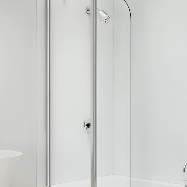Merlyn 2 Panel Curved Hinged Chrome Bath Screen 900 x 1500 - Image 2