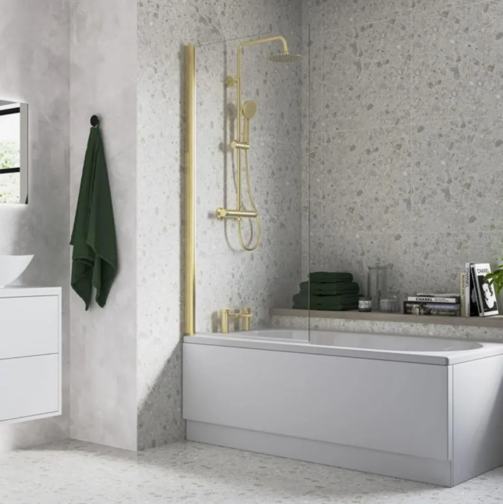 Brushed Brass Screen & Square Bath Set Bathroom - Image 6