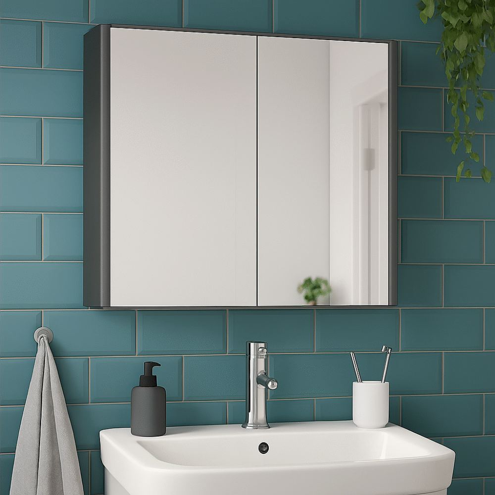 Kartell Kvit Options 24 Cool Grey Bathroom Mirror Cabinet 600mm