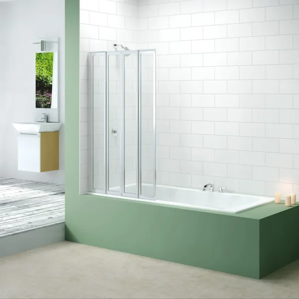 Merlyn Chrome Bath Screen Four Fold 850 x 1400