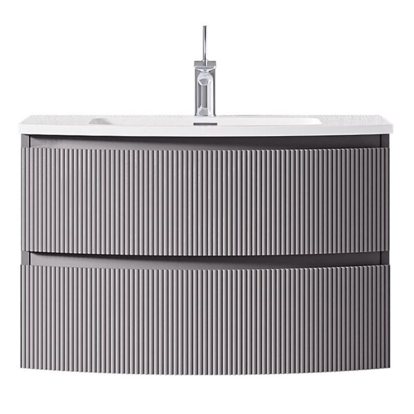 Giavani Valentina Fluted 800mm Mid Grey Wall Hung Basin Unit