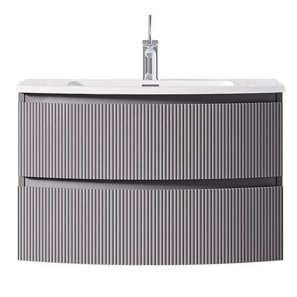 Giavani Valentina Fluted 800mm Mid Grey Wall Hung Basin Unit