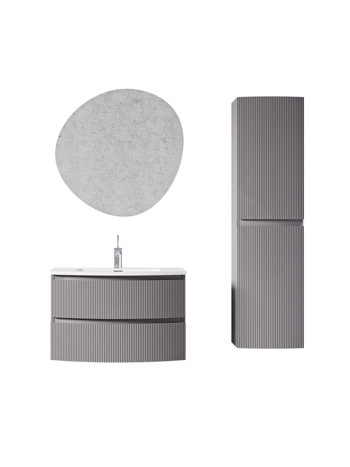 Giavani Valentina Mid Grey Tall Storage Unit 1500mm - Image 4