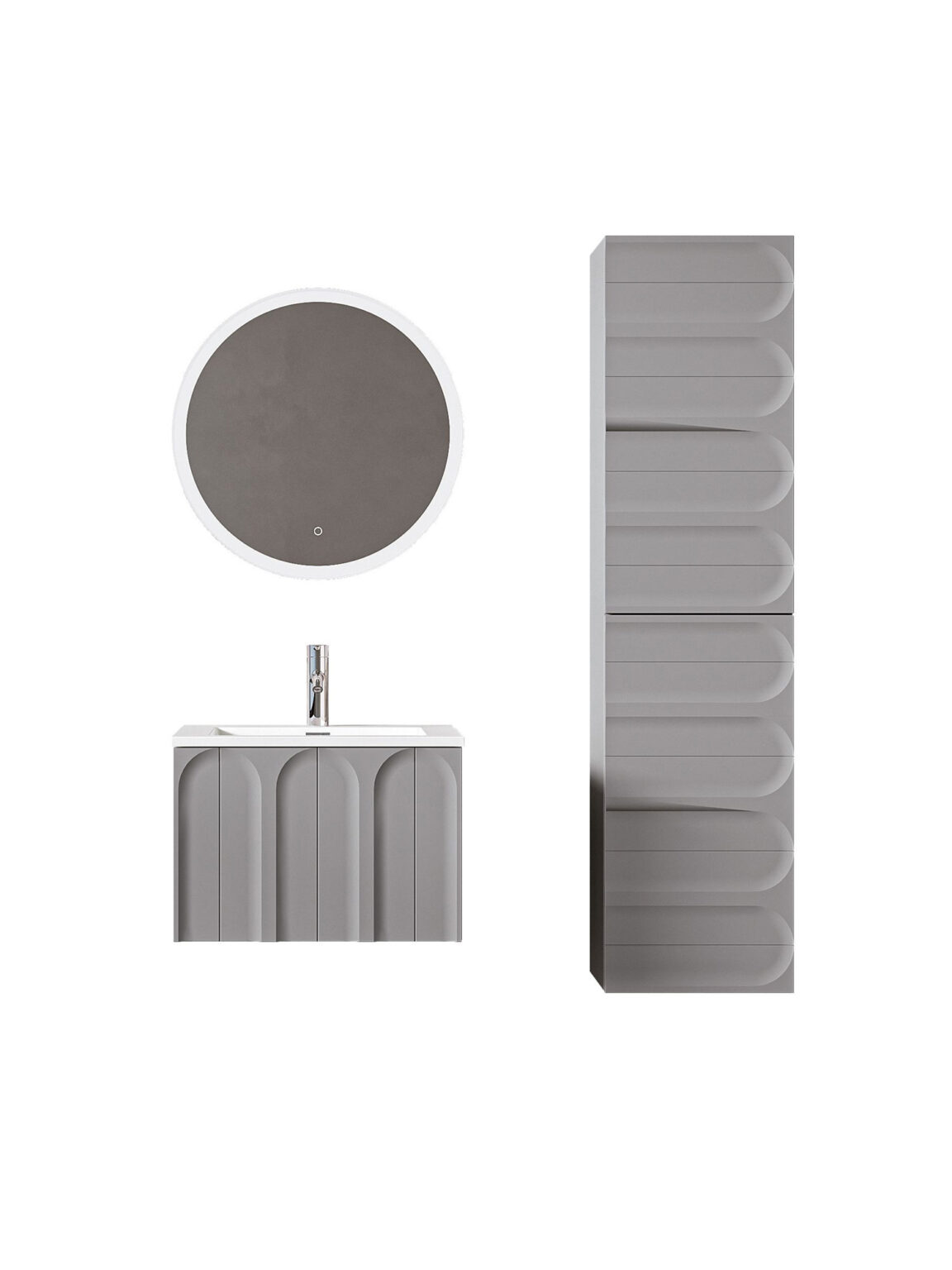 Giavani Serena Mid Grey Wall Hung Basin Unit 600mm - Image 2