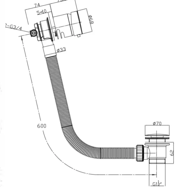 Bath & Shower Bundle , With Matt Black Screen and Over Flow Filler - Image 9