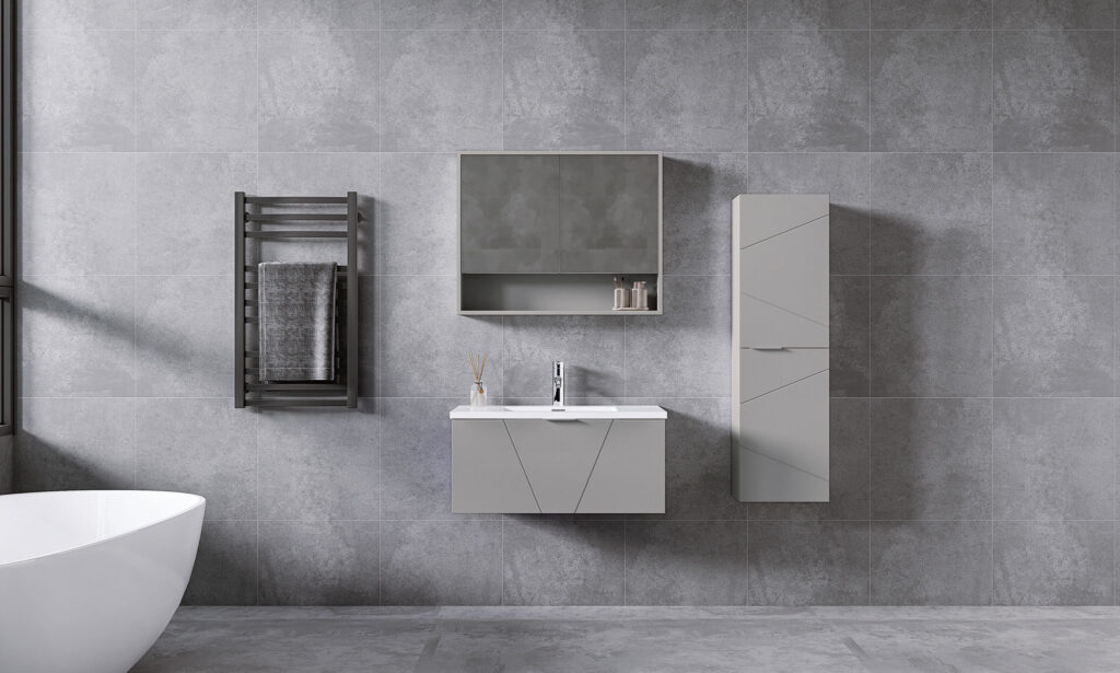 Giavani Azzurra 800mm Mid Grey Wall Hung Basin Unit - Image 2