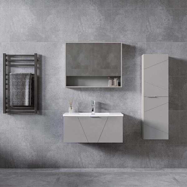 Giavani Azzurra 800mm Mid Grey Wall Hung Basin Unit - Image 2
