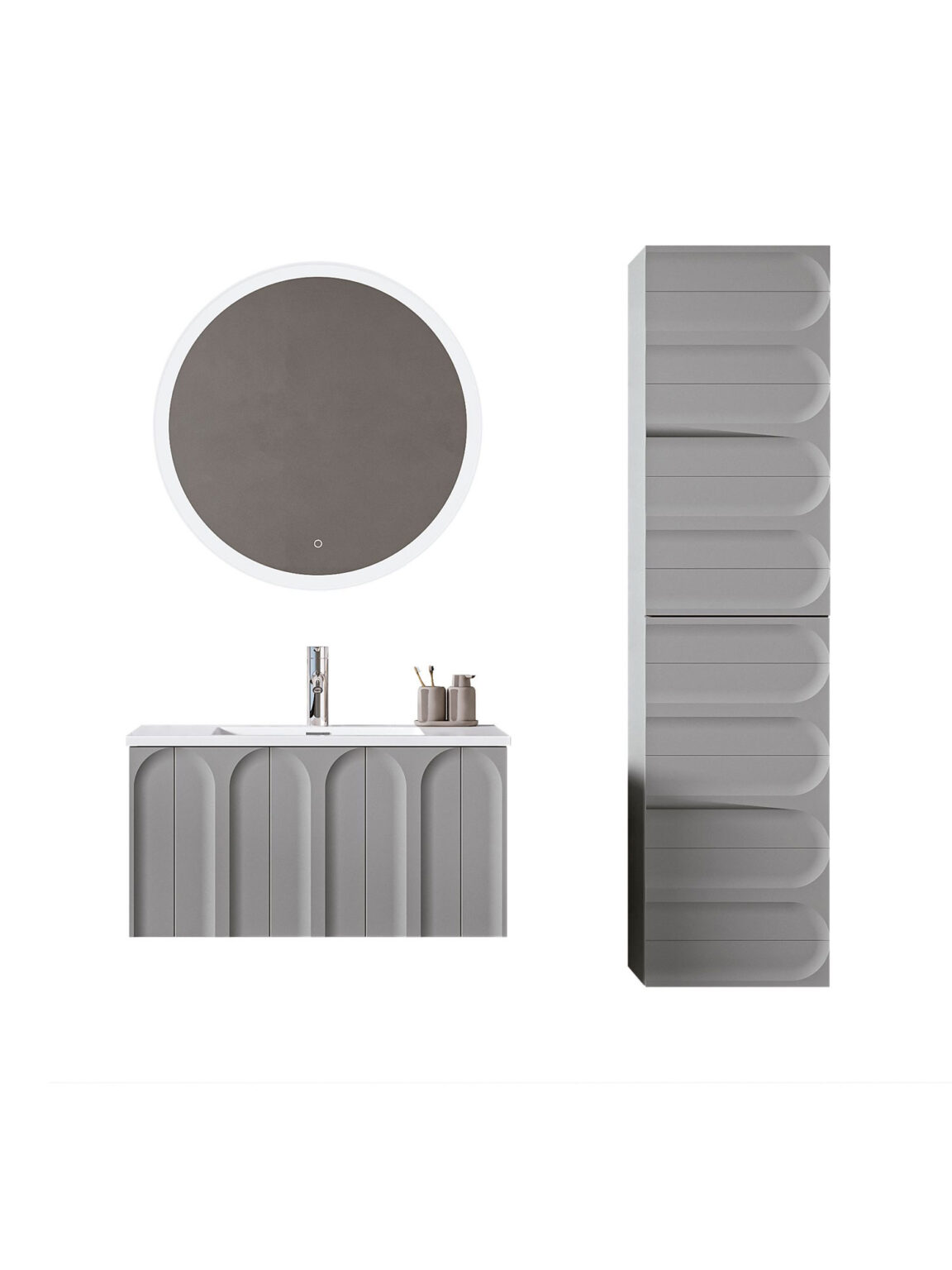 Giavani Serena Mid Grey Wall Hung Basin Unit 800mm - Image 3