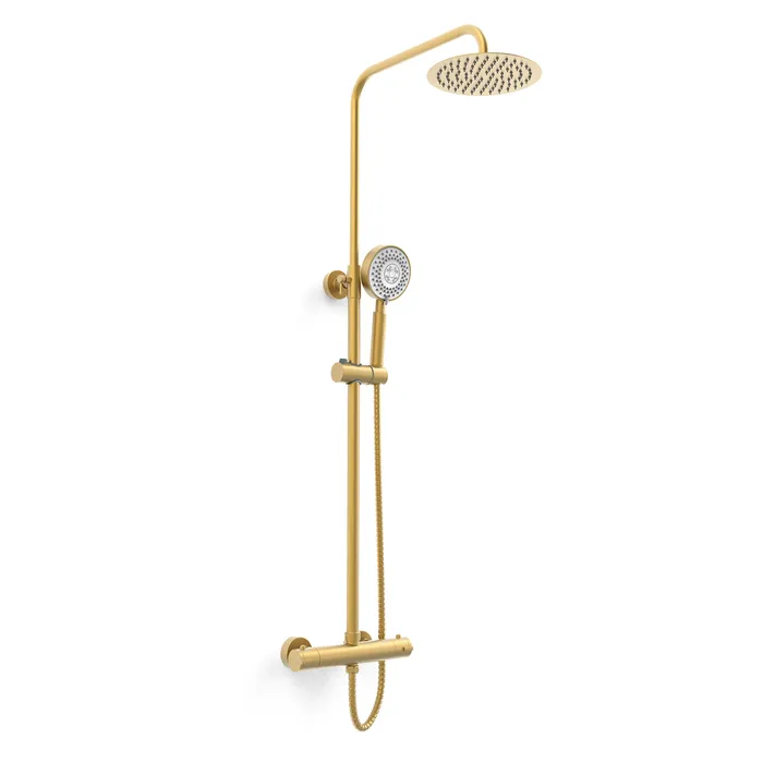 Kvit Ottone Brushed Brass Exposed Bar Shower With Overhead Drencher