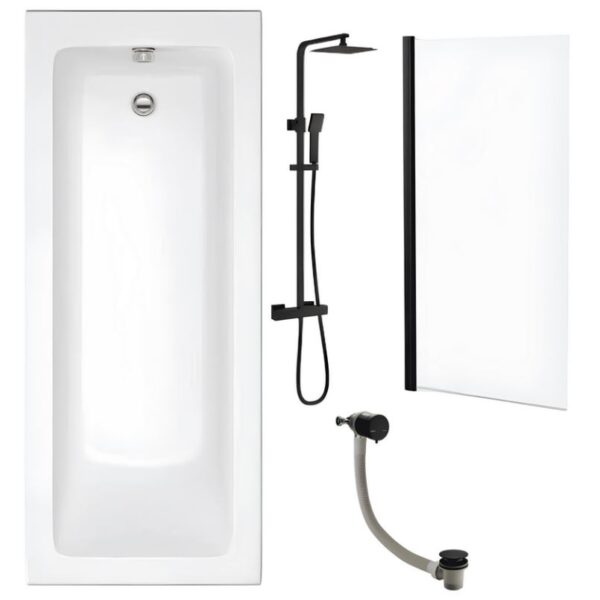 Bath & Shower Bundle , With Matt Black Screen and Over Flow Filler