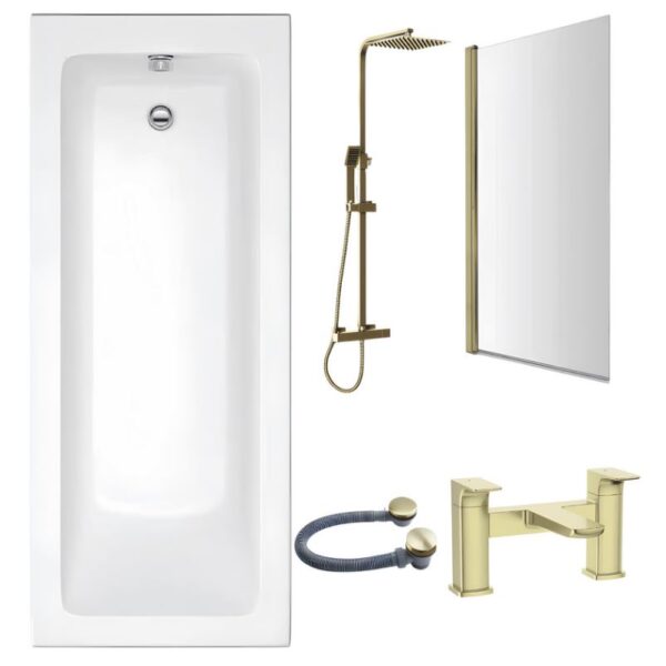 Brushed Brass Bathroom Set With Shower, Bath Package