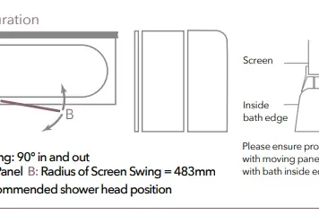Merlyn 2 Panel Folding Curved Shower Bath Screen 900 x 1500mm - Image 3