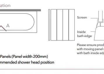 Merlyn Chrome Bath Screen Four Fold 850 x 1400 - Image 3