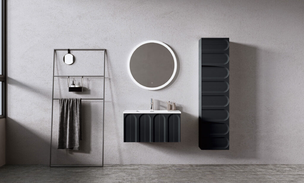 Giavani Serena Matt Black Wall Hung Basin Unit 800mm - Image 2