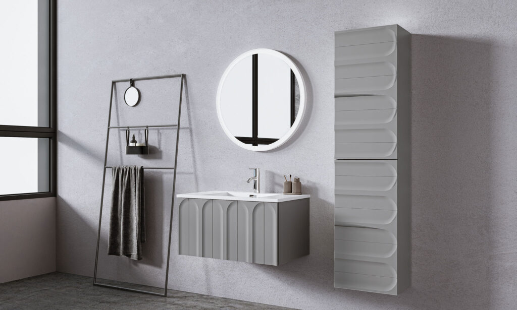 Giavani Serena Mid Grey Wall Hung Basin Unit 800mm - Image 2