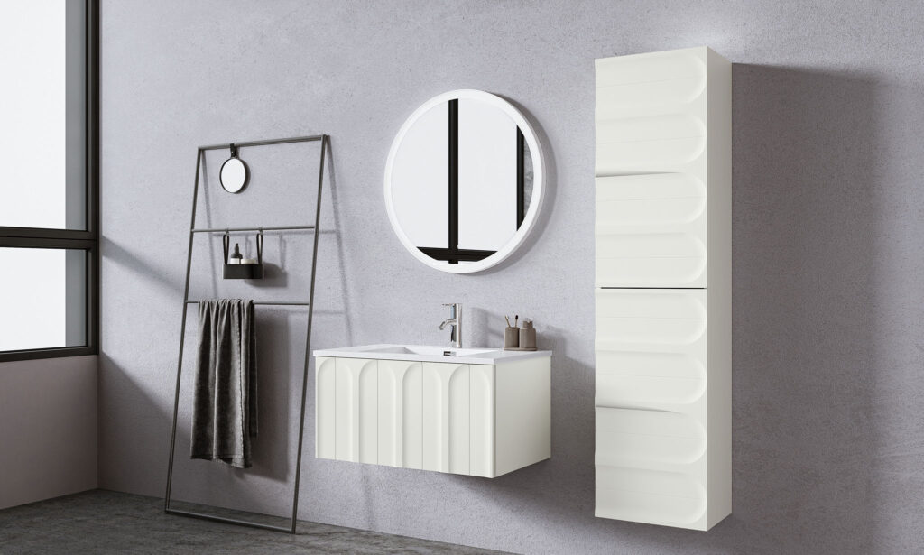 Giavani Serena Pearl Grey Wall Hung Basin Unit 800mm - Image 2