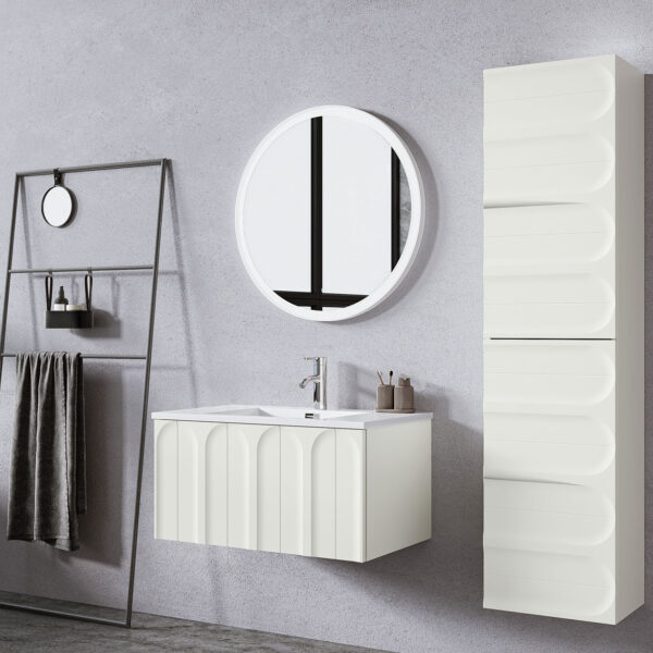 Giavani Serena Pearl Grey Wall Hung Basin Unit 800mm - Image 2