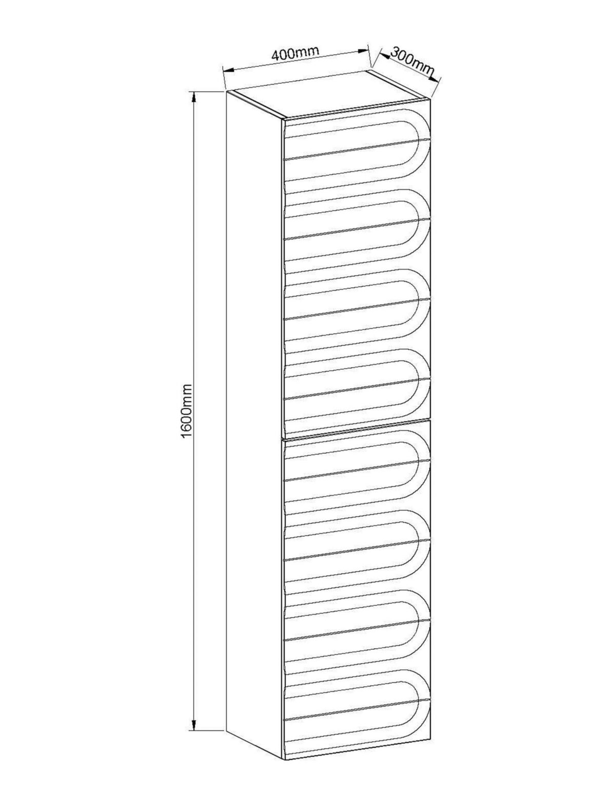 Giavani Serena Matt Black Bathroom Tall Unit Wall Hung 1500X400X300mm - Image 3