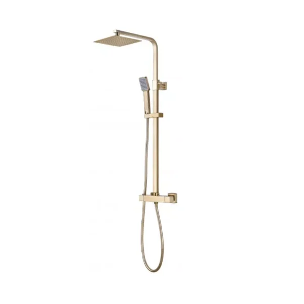 Brushed Brass Shower & Bath Package With Overflow Bath Filler - Image 2