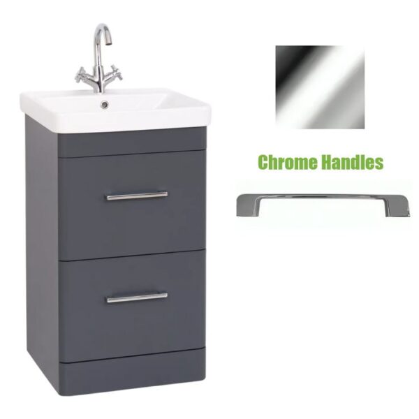 Kartell Kvit Options 24 Cool Grey Bathroom Drawer Unit With Basin 500mm - Chrome