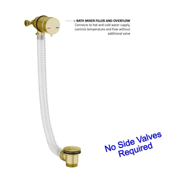 Brushed Brass Shower & Bath Package With Overflow Bath Filler - Image 8