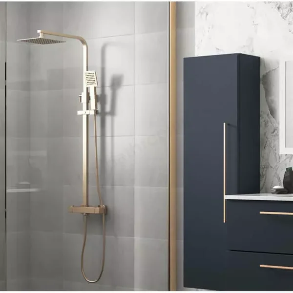 Brushed Brass Shower & Bath Package With Overflow Bath Filler - Image 6