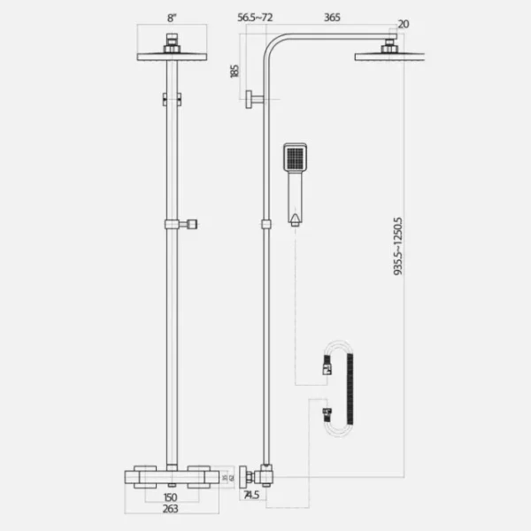 Brushed Brass Shower & Bath Package With Overflow Bath Filler - Image 10