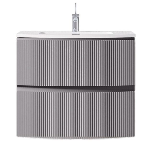 Giavani Valentina Fluted 600mm Mid Grey Wall Hung Basin Unit