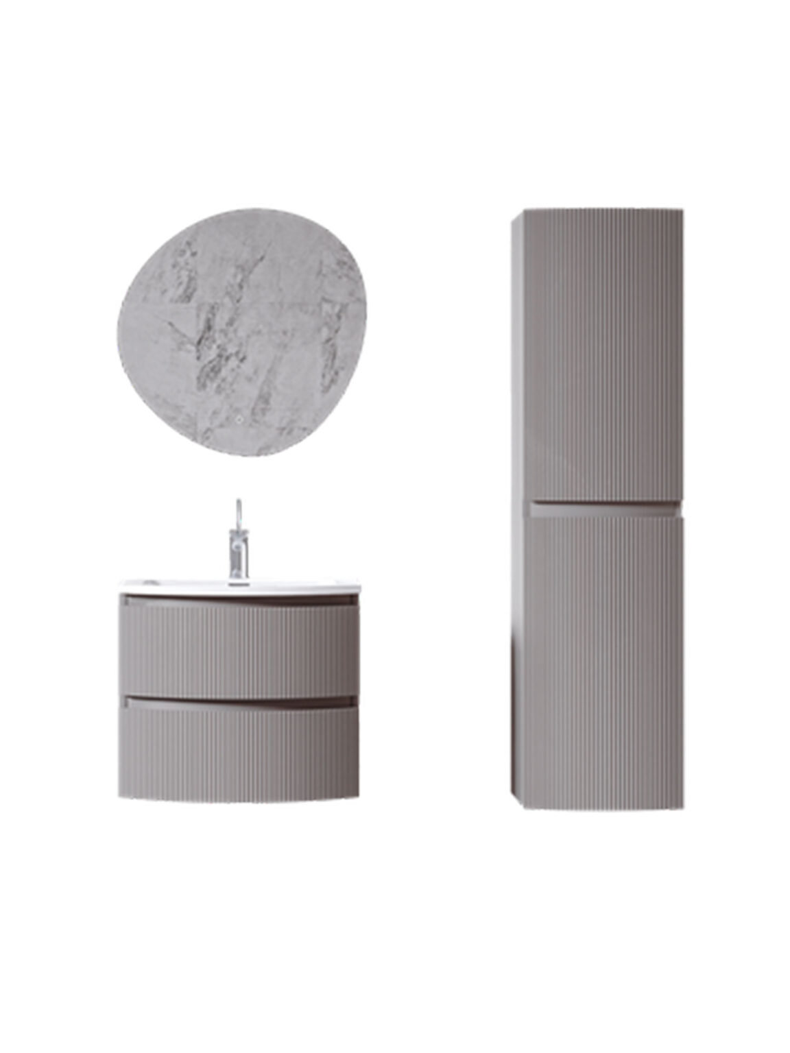 Giavani Valentina Fluted 600mm Mid Grey Wall Hung Basin Unit - Image 2