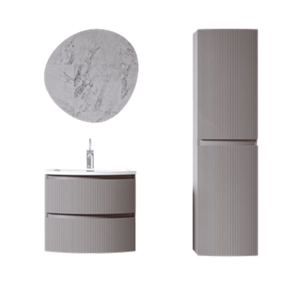 Giavani Valentina Fluted 600mm Mid Grey Wall Hung Basin Unit - Image 2