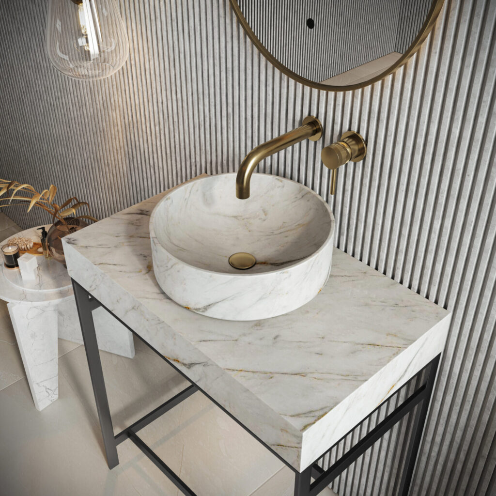 Sognare Sanctuary Arabescato White Round 350 Marble Basin - Image 2