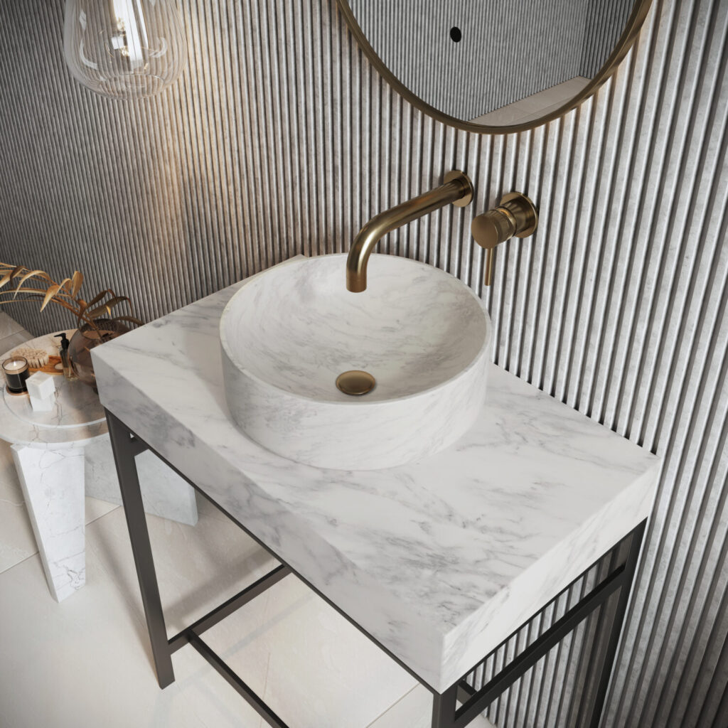 Sognare Sanctuary Venato White Round 350 Marble Basin - Image 2