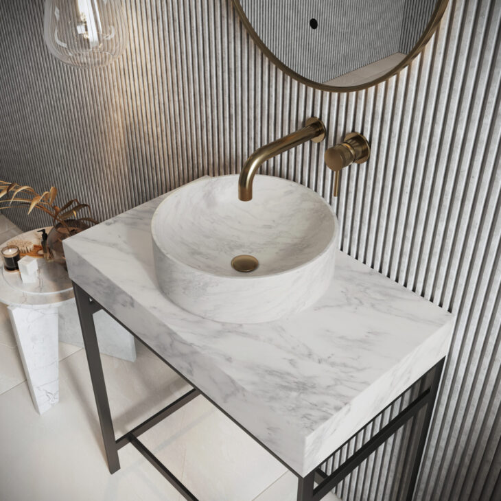 Sognare Sanctuary Venato White Round 350 Marble Basin - Image 2