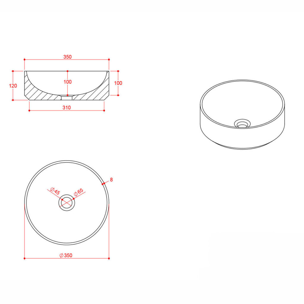 Sognare Sanctuary Venato White Round 350 Marble Basin - Image 3