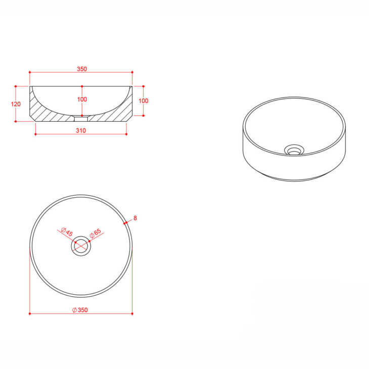 Sognare Sanctuary Venato White Round 350 Marble Basin - Image 3