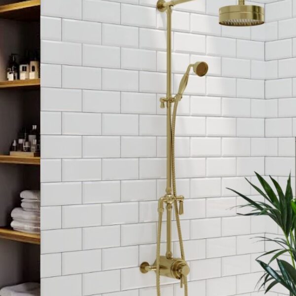 Tailored Bathroom Traditional Modern Overhead Shower Kit – Brushed Brass - Image 2