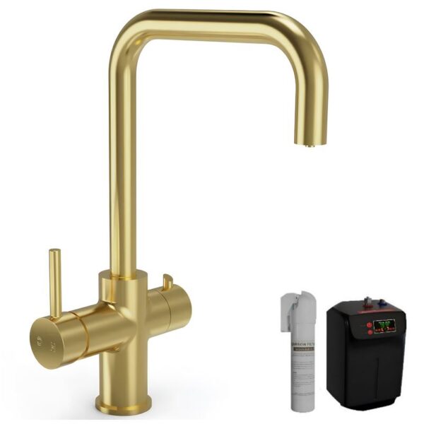 ELLSI Brushed Brass Finish  3 IN 1 Instant Hot Water Kitchen Tap with Boiler & Filter