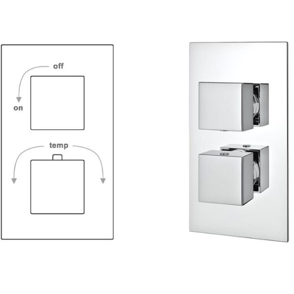 Kartell Pure Chrome Square Thermostatic Concealed Shower Valve with Adjustable Slide Rail - Image 4