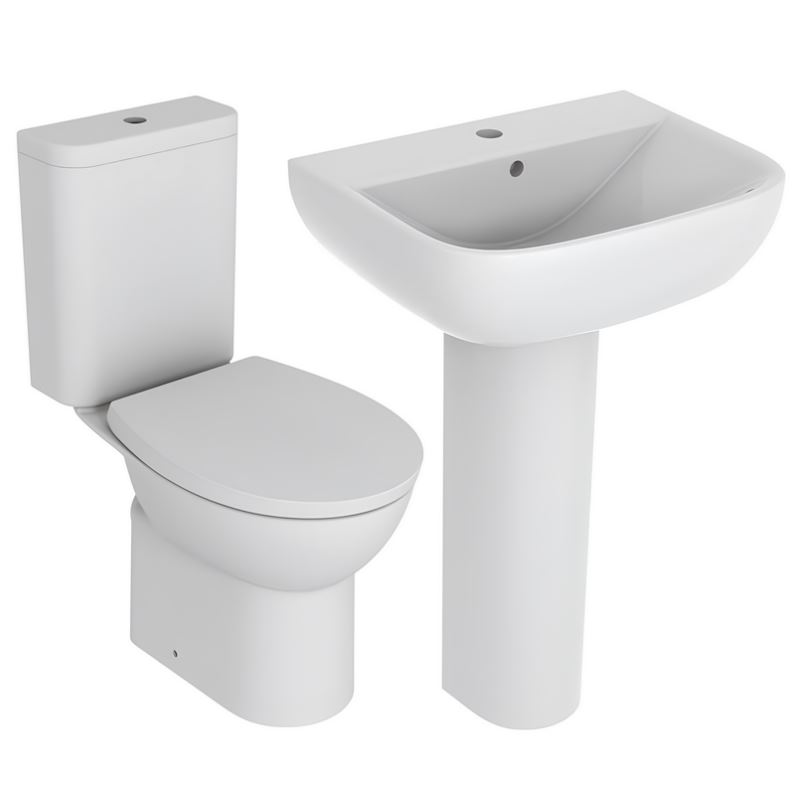 Toilet & Basin White Bathroom Suite Set - Full Pedestal,WC Cistern With Soft Close Seat - Image 5