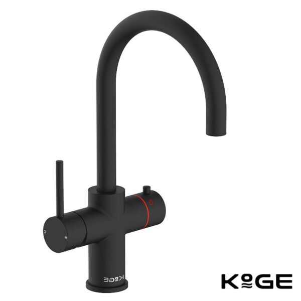 Sognare Matt Black KoGE 3-in-1 Swan Spout Boiling Tap - With Hot Water Tank & Filtration Kit