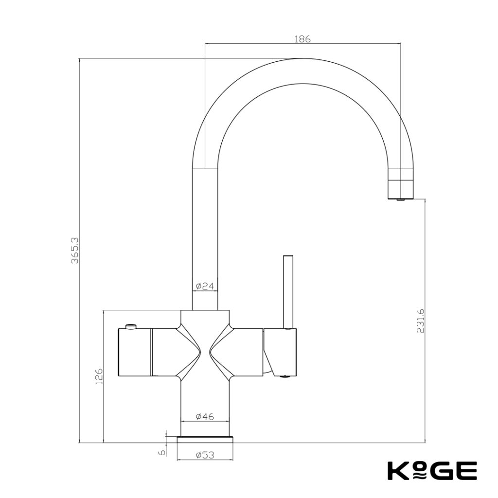 Sognare Matt Black KoGE 3-in-1 Swan Spout Boiling Tap - With Hot Water Tank & Filtration Kit - Image 3