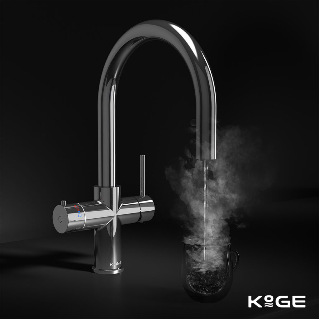 Scudo Chrome KoGE 4-in-1 Swan Pull Out Spout Boiling Tap - With Hot Water Tank & Filtration Kit - Image 2