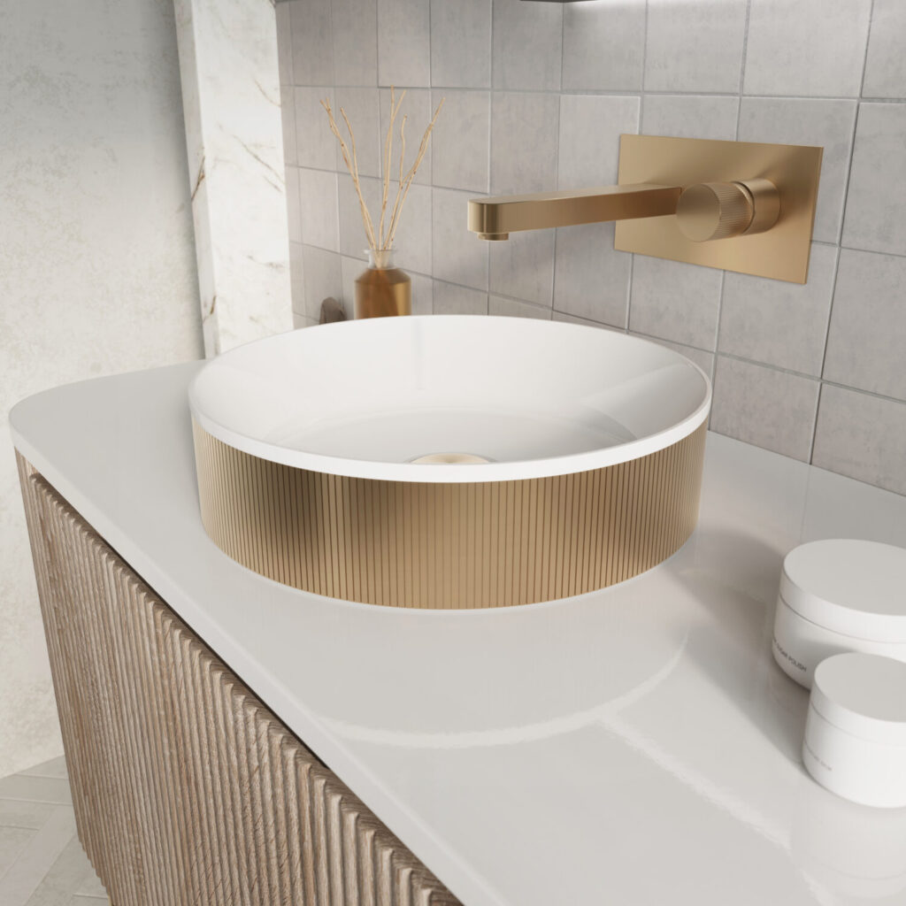 Sognare KOKO Brushed Brass Fluted Countertop Basin - Image 3