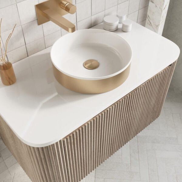 Sognare KOKO Brushed Brass Fluted Countertop Basin - Image 2