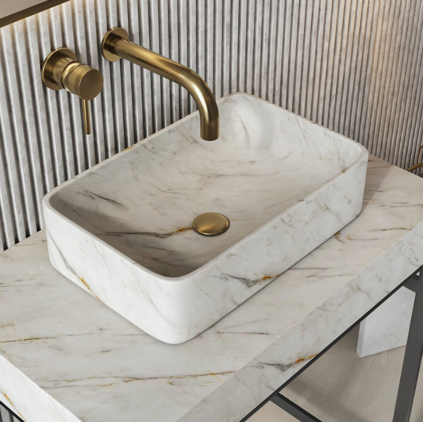 Sognare Sanctuary Arabescato White Rectangular 420 Marble Basin