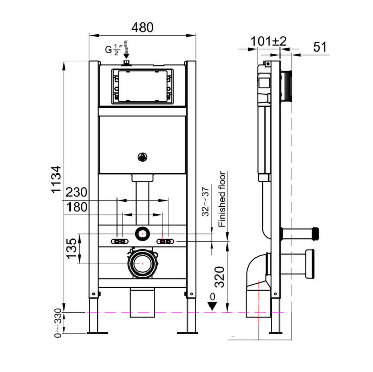 Sognare WC Toilet Wall Hung Frame & Cistern - Image 2