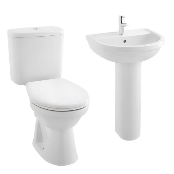 Milton White Toilet & Basin Bathroom Set