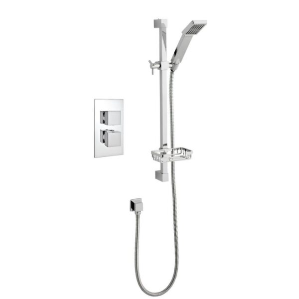 Kartell Pure Chrome Square Thermostatic Concealed Shower Valve with Adjustable Slide Rail